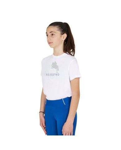 KIDS HORSE JUMP GLOSSY LOGO COTTON T-SHIRT