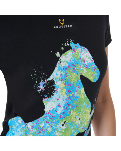 T-shirt donna slim fit con stampa cavallo astratta T-shirt donna slim fit con stampa cavallo astratta