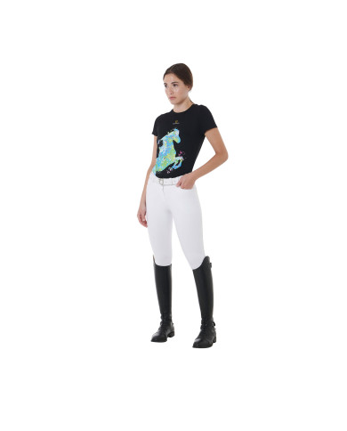 T-shirt donna slim fit con stampa cavallo astratta T-shirt donna slim fit con stampa cavallo astratta