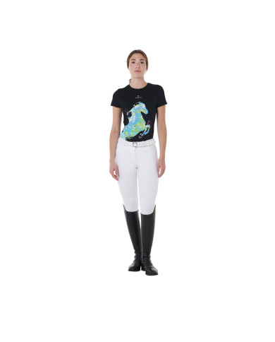 T-shirt donna slim fit con stampa cavallo astratta T-shirt donna slim fit con stampa cavallo astratta