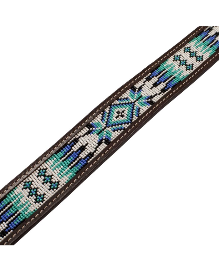 UNISEX WESTERN BEADED BELT WITH FEATHER ENGRAVING