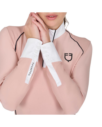 Polo donna slim fit da concorso con inserti in mesh Polo donna slim fit da concorso con inserti in mesh