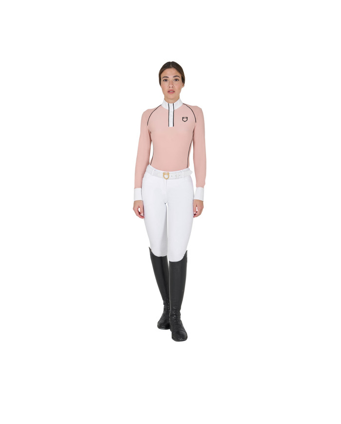 Polo donna slim fit da concorso con inserti in mesh Polo donna slim fit da concorso con inserti in mesh