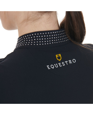 Polo tecnica donna da allenamento con strass Polo tecnica donna da allenamento con strass