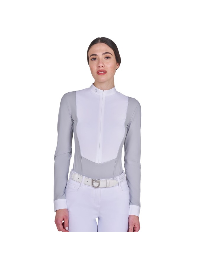 WOMEN S INVISIBLE ZIP COMPETITION POLO SHIRT LS