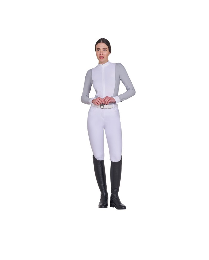 WOMEN S INVISIBLE ZIP COMPETITION POLO SHIRT LS