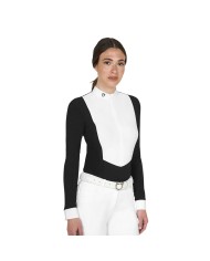 WOMEN S INVISIBLE ZIP COMPETITION POLO SHIRT LS