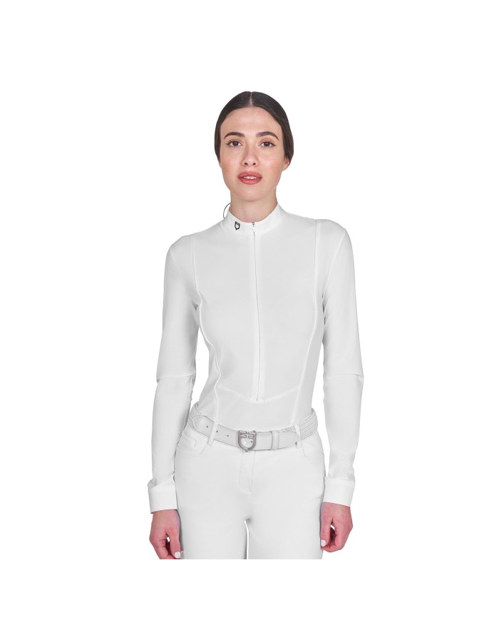 WOMEN S INVISIBLE ZIP COMPETITION POLO SHIRT LS