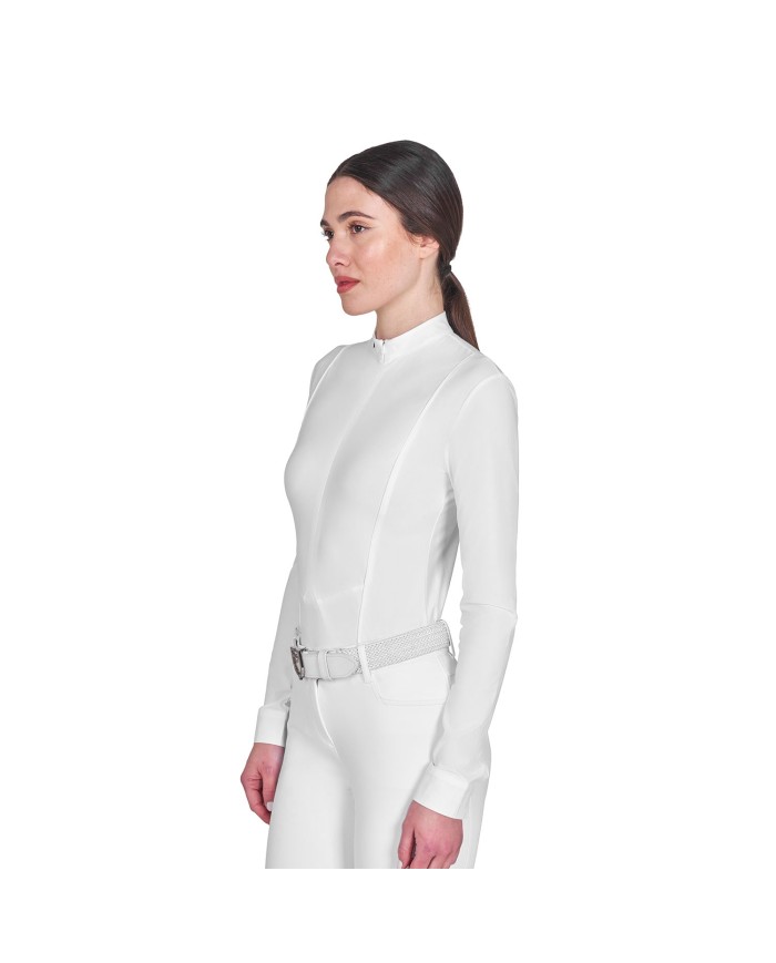 WOMEN S INVISIBLE ZIP COMPETITION POLO SHIRT LS