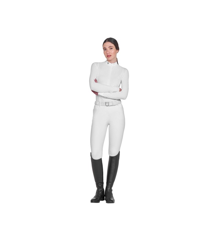 WOMEN S INVISIBLE ZIP COMPETITION POLO SHIRT LS