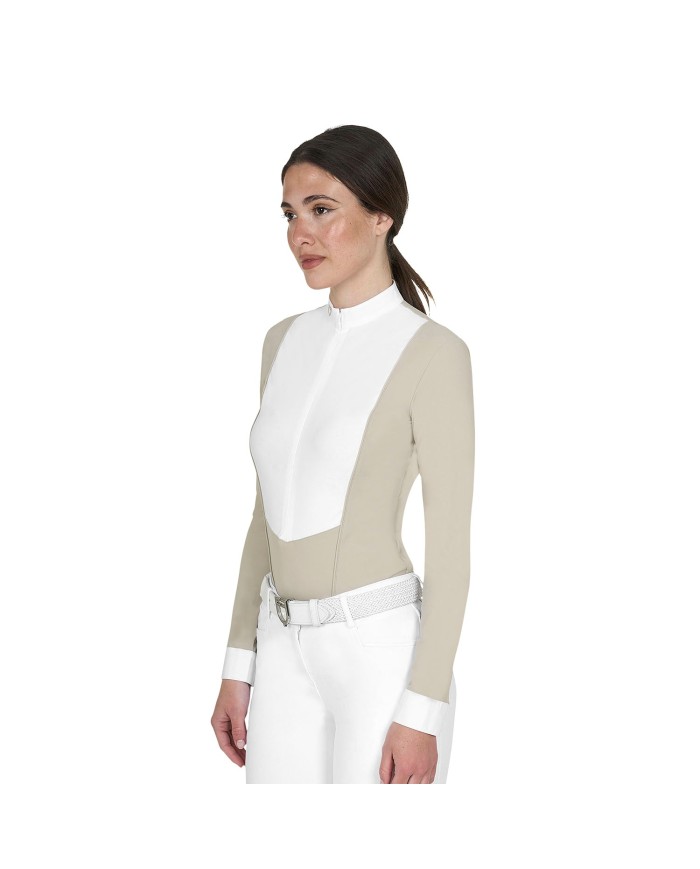 WOMEN S INVISIBLE ZIP COMPETITION POLO SHIRT LS