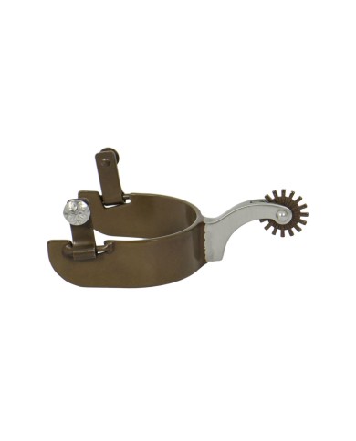 SPERONE WESTERN ACCIAIO C/FASCE MARRONI