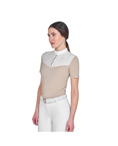 WOMEN S ELEGANT RHINESTONE COMPETITION POLO SHIRT SS