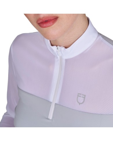 WOMEN S MICRO MESH POLO SHIRT LS ZIP