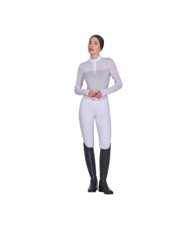 WOMEN S MICRO MESH POLO SHIRT LS ZIP