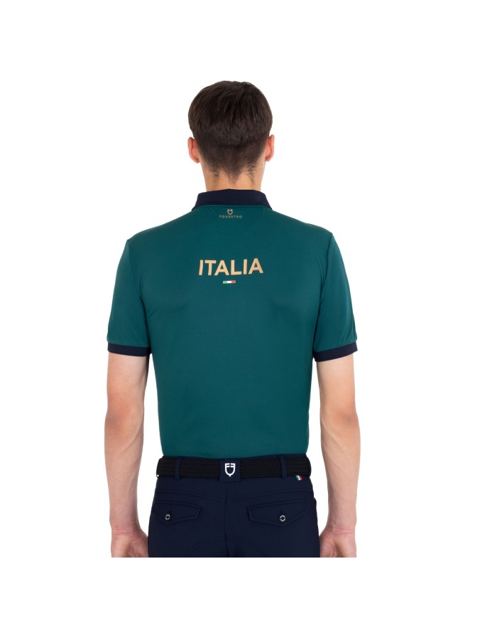 MEN S COTTON PIQUET POLO SHIRT SS BUTTONS EQUESTROxFISE CENTENARY