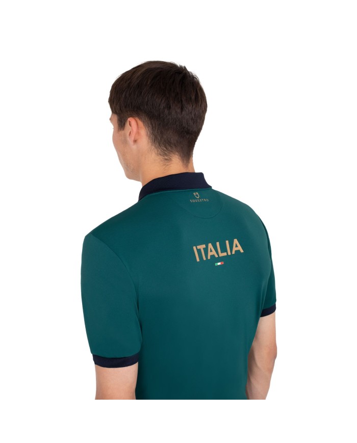 MEN S COTTON PIQUET POLO SHIRT SS BUTTONS EQUESTROxFISE CENTENARY