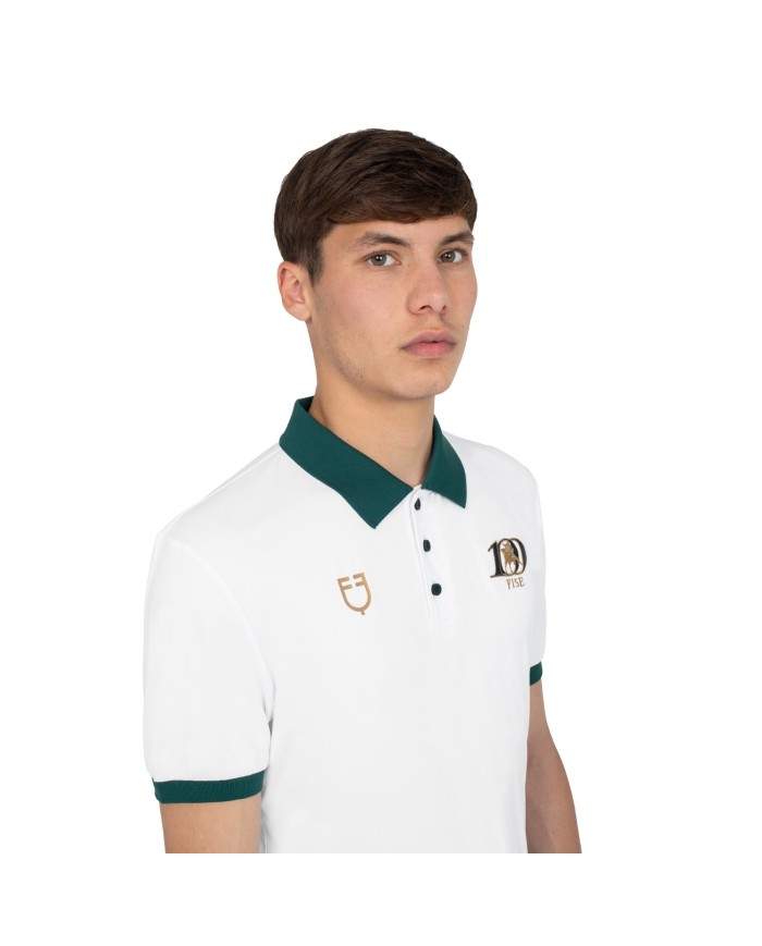 MEN S COTTON PIQUET POLO SHIRT SS BUTTONS EQUESTROxFISE CENTENARY
