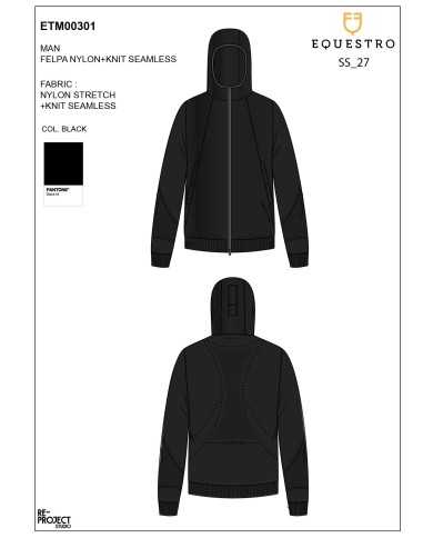 MEN S NYLON+KNIT SEAMLESS HOODIE