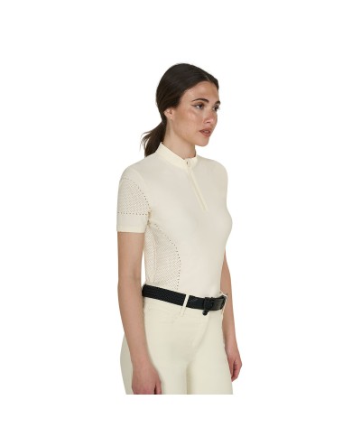 WOMEN S PERFORATED TRAINING POLO SHIRT SS ZIP