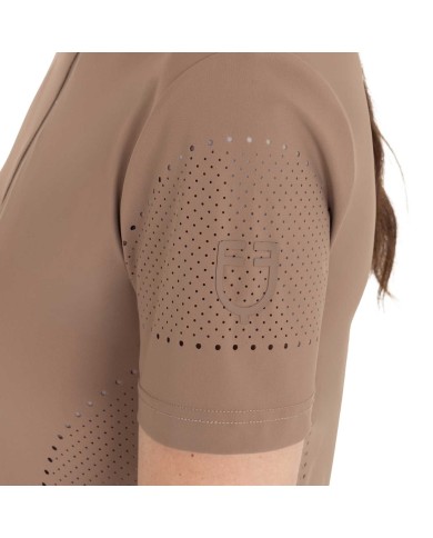 WOMEN S PERFORATED TRAINING POLO SHIRT SS ZIP