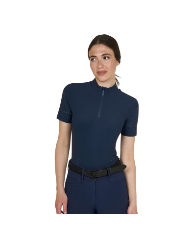 WOMEN S PERFORATED TRAINING POLO SHIRT SS ZIP