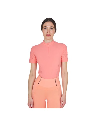 WOMEN S PERFORATED TRAINING POLO SHIRT SS ZIP