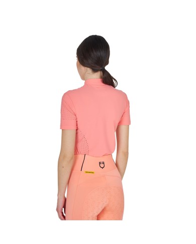 WOMEN S PERFORATED TRAINING POLO SHIRT SS ZIP