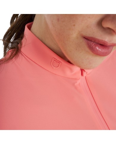 WOMEN S PERFORATED TRAINING POLO SHIRT SS ZIP