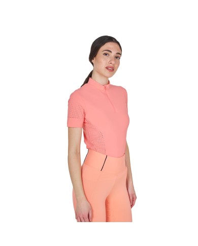 WOMEN S PERFORATED TRAINING POLO SHIRT SS ZIP