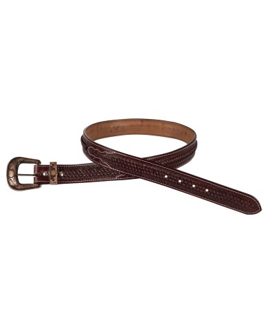 UNISEX WESTERN BELT BASKET TOOLED WITH COPPER ZINC BUCKLE