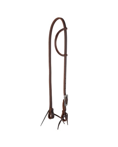 ROLLED EAR BLACK STEEL BUCKLE OILED WESTERN BRIDLE