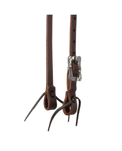 ROLLED EAR BLACK STEEL BUCKLE OILED WESTERN BRIDLE