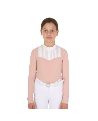 GIRL S RHINESTONE COMPETITION POLO SHIRT LS BUTTONS