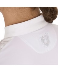 GIRL S RHINESTONE COMPETITION POLO SHIRT LS BUTTONS