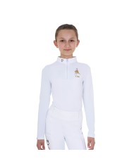 GIRL S COMPETITION POLO ZIP LS FLAG EQUESTROxFISE