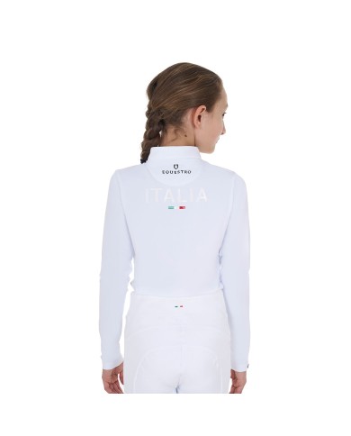 GIRL S COMPETITION POLO ZIP LS FLAG EQUESTROxFISE