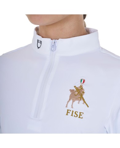 GIRL S COMPETITION POLO ZIP LS FLAG EQUESTROxFISE