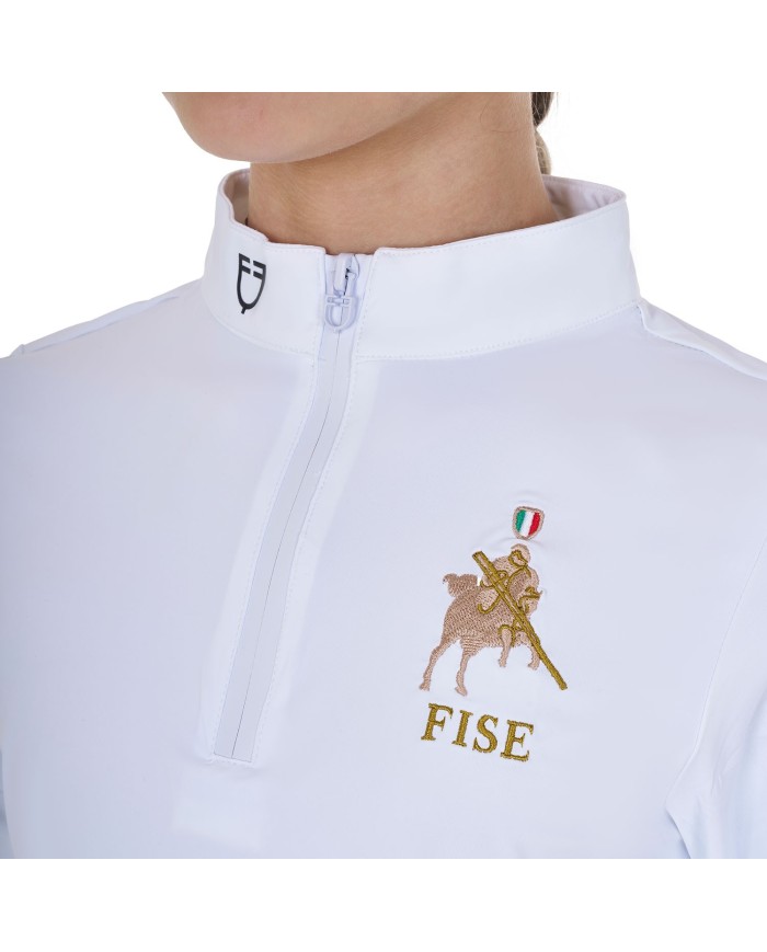 GIRL S COMPETITION POLO ZIP LS FLAG EQUESTROxFISE