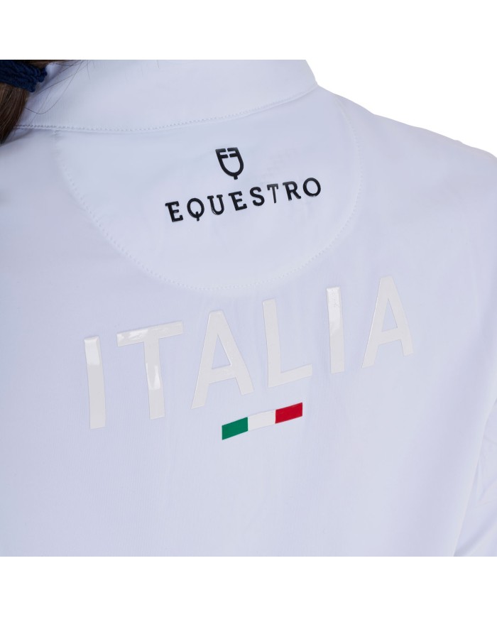 GIRL S COMPETITION POLO ZIP LS FLAG EQUESTROxFISE