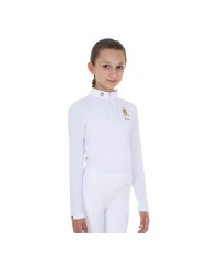 GIRL S COMPETITION POLO ZIP LS FLAG EQUESTROxFISE