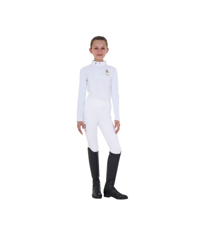 GIRL S COMPETITION POLO ZIP LS FLAG EQUESTROxFISE