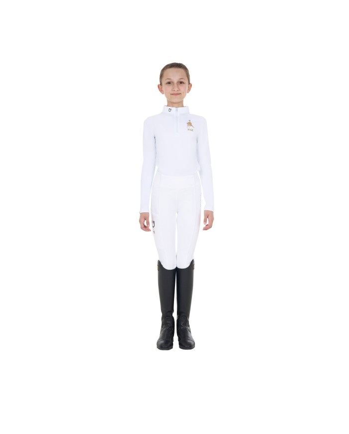 GIRL S COMPETITION POLO ZIP LS FLAG EQUESTROxFISE