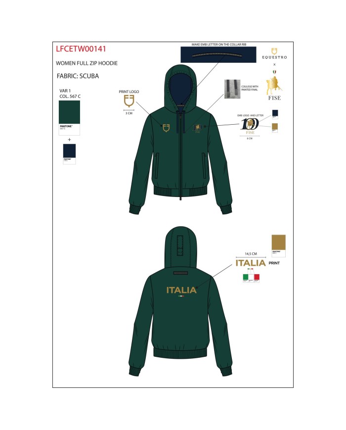 WOMEN S BASIC HOODIE EQUESTROxFISE CENTENARY