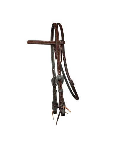 TESTIERA IN CUOIO GRASSO DA 5/8 CHOCOLATE ROUGHOUT BROWBAND HEADSTALL
