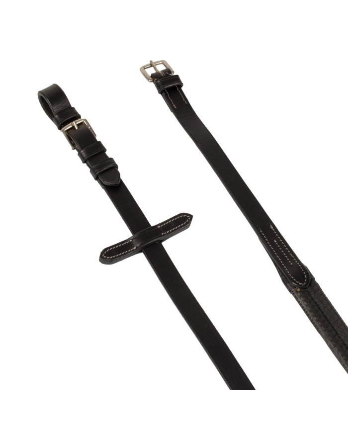 LEATHER AND RUBBER REINS SILVER FITTING (1.6CM)