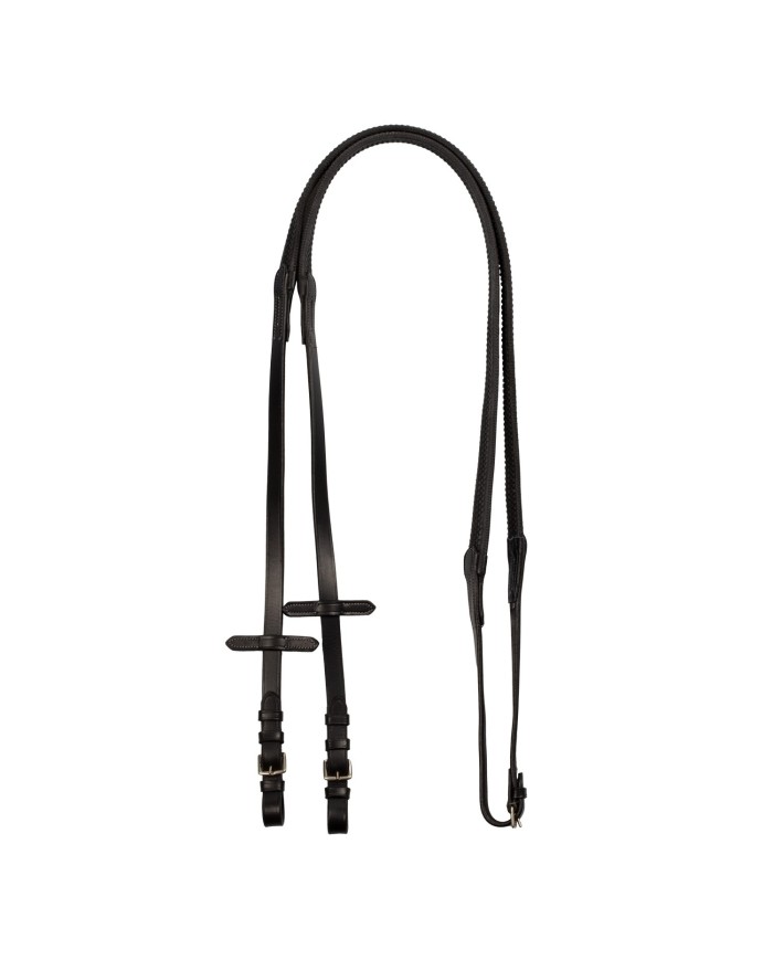 LEATHER AND RUBBER REINS SILVER FITTING (1.6CM)