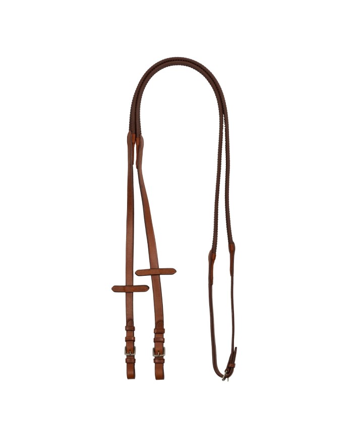 LEATHER AND RUBBER REINS SILVER FITTING (1.6CM)