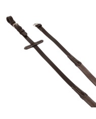 LEATHER AND RUBBER REINS SILVER FITTING (1.6CM)
