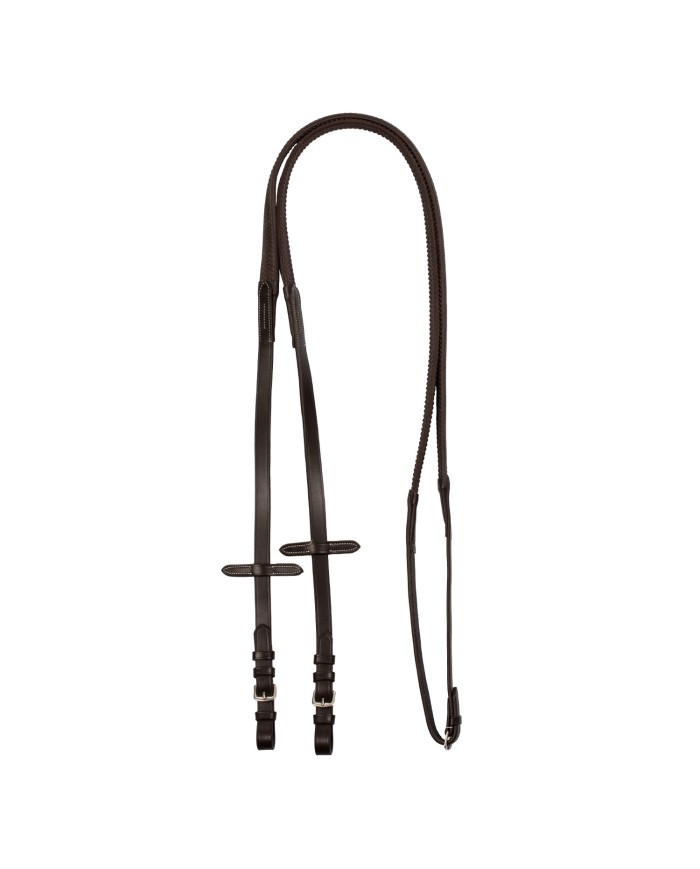 LEATHER AND RUBBER REINS SILVER FITTING (1.6CM)